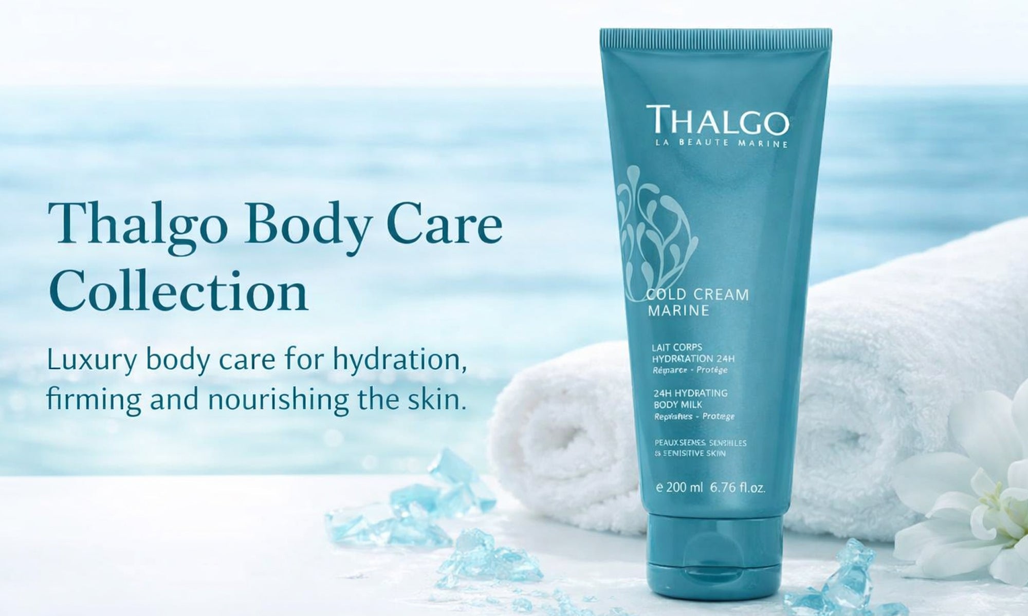 Thalgo body care collection with hydrating marine skincare products at Pure Beauty Retreat Australia