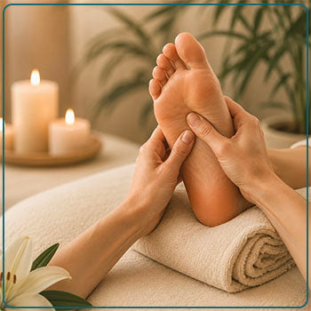 Reflexology foot massage treatment at Pure Beauty Retreat.
