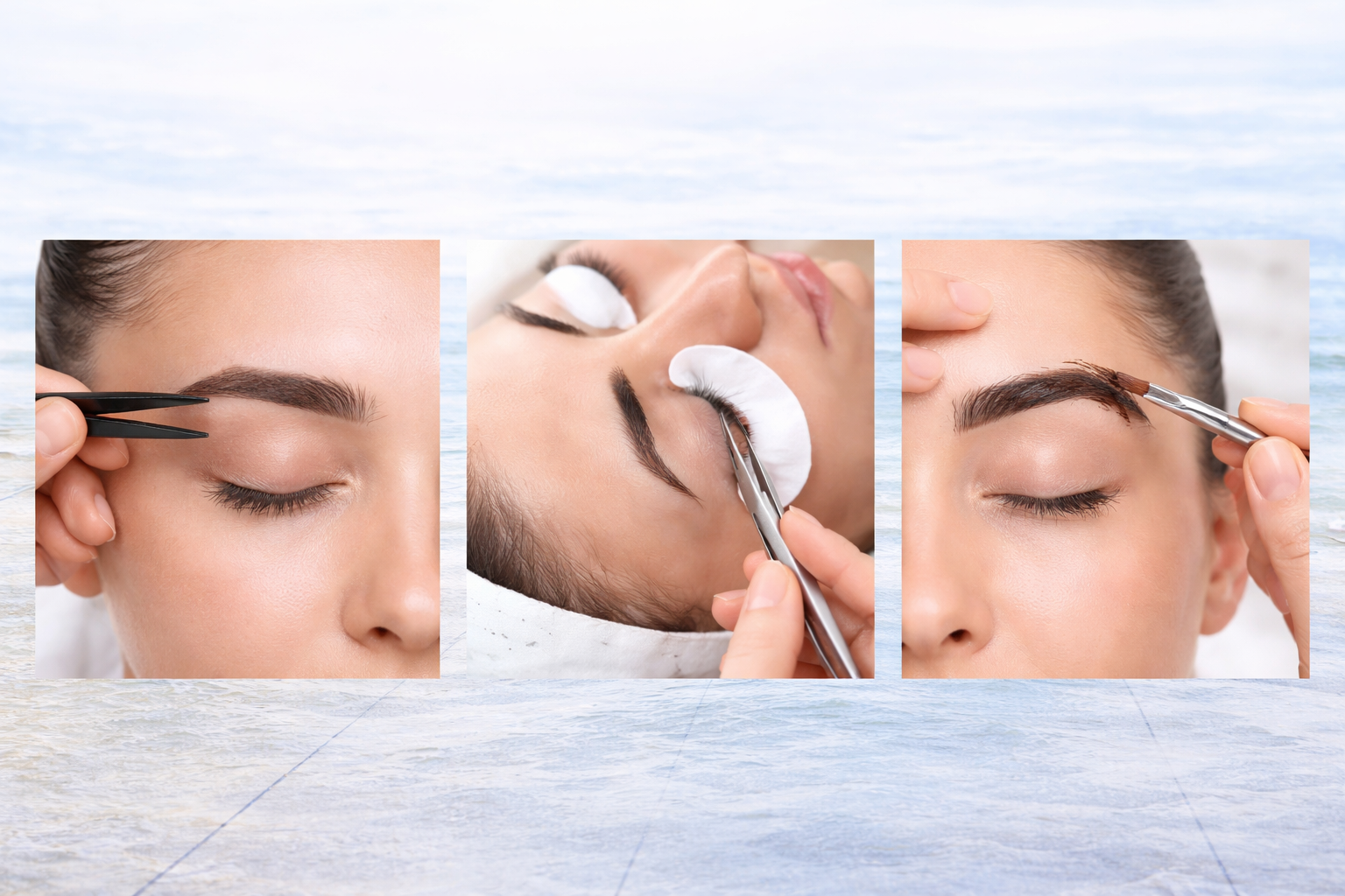 Lash lift and brow treatments Gold Coast showing eyebrow shaping eyelash lift and brow tint services at Pure Beauty Retreat Mudgeeraba